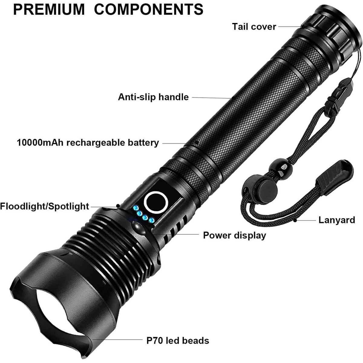 Rechargeable LED Flashlights 90000 Lumens