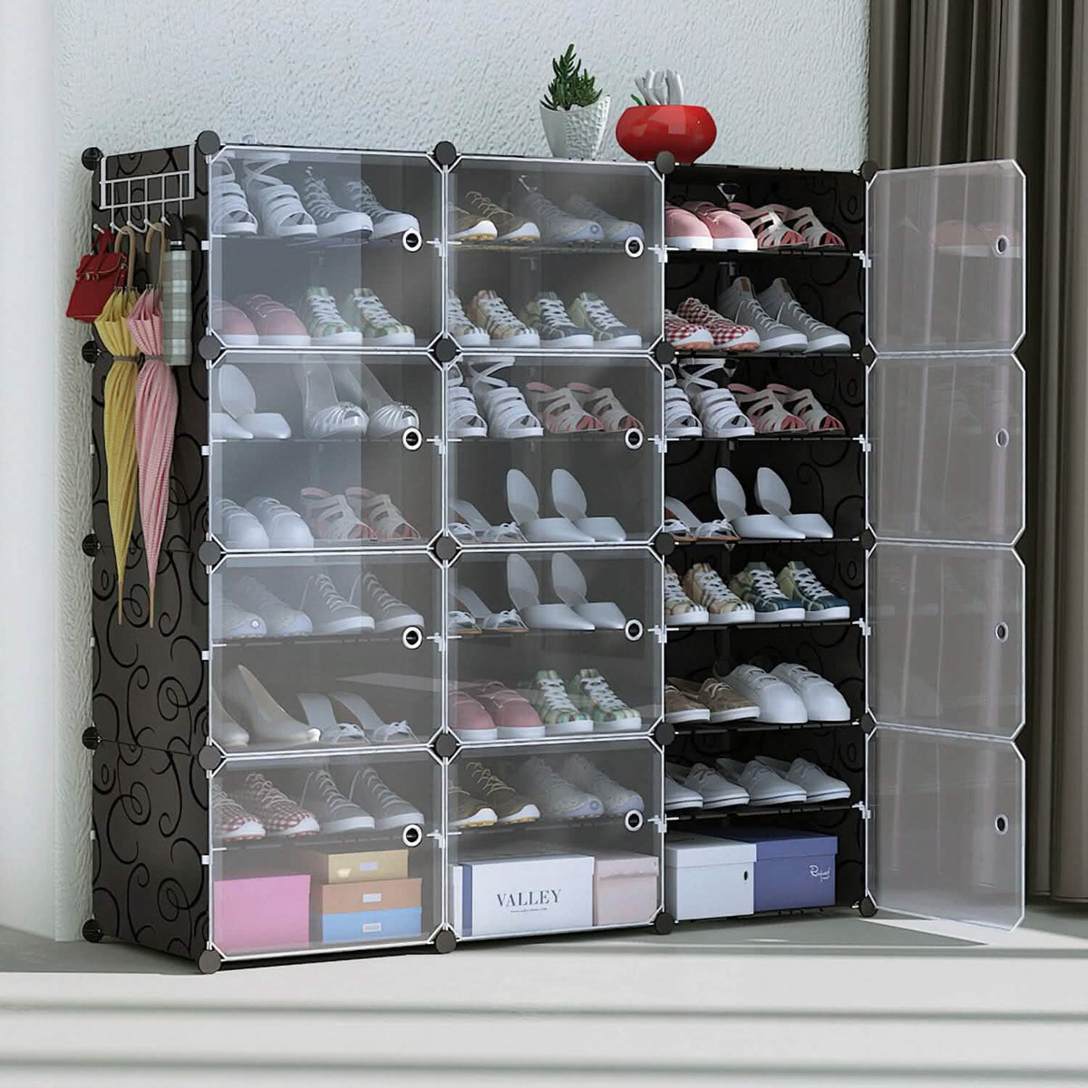 Shoe Rack Organizer with Transparent Doors