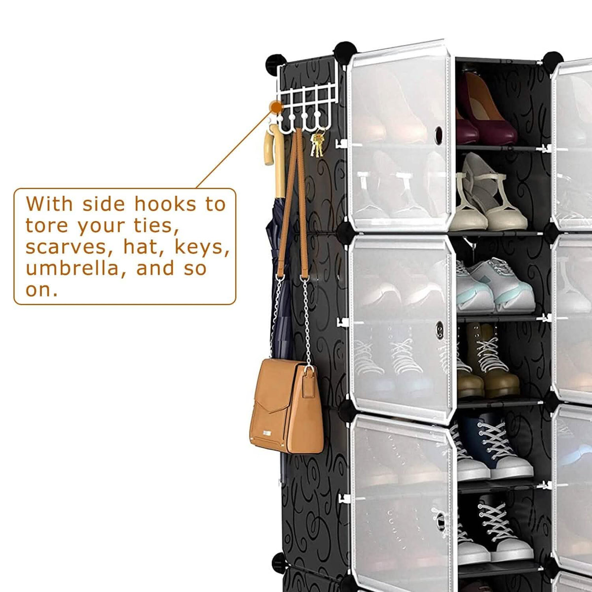 Shoe Rack Organizer with Transparent Doors