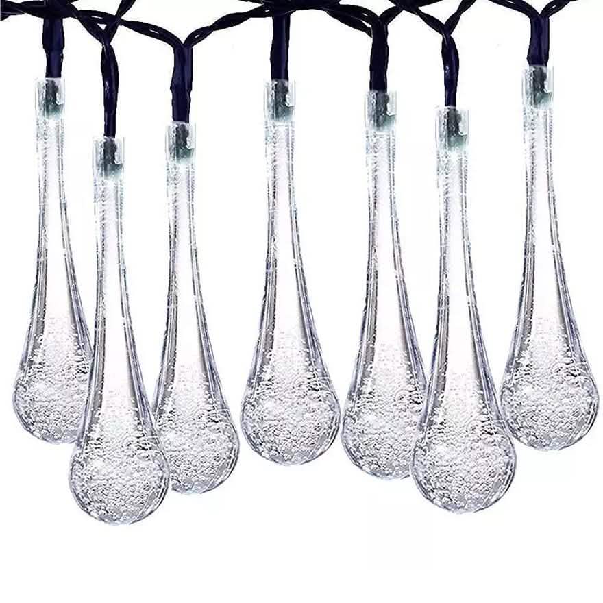 Solar String Lights 20ft 30 LED Water Drop Solar String Fairy Waterproof Lights
