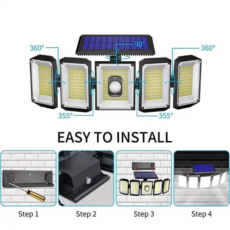Solar Wall Light with 5 Adjustable Angle Heads