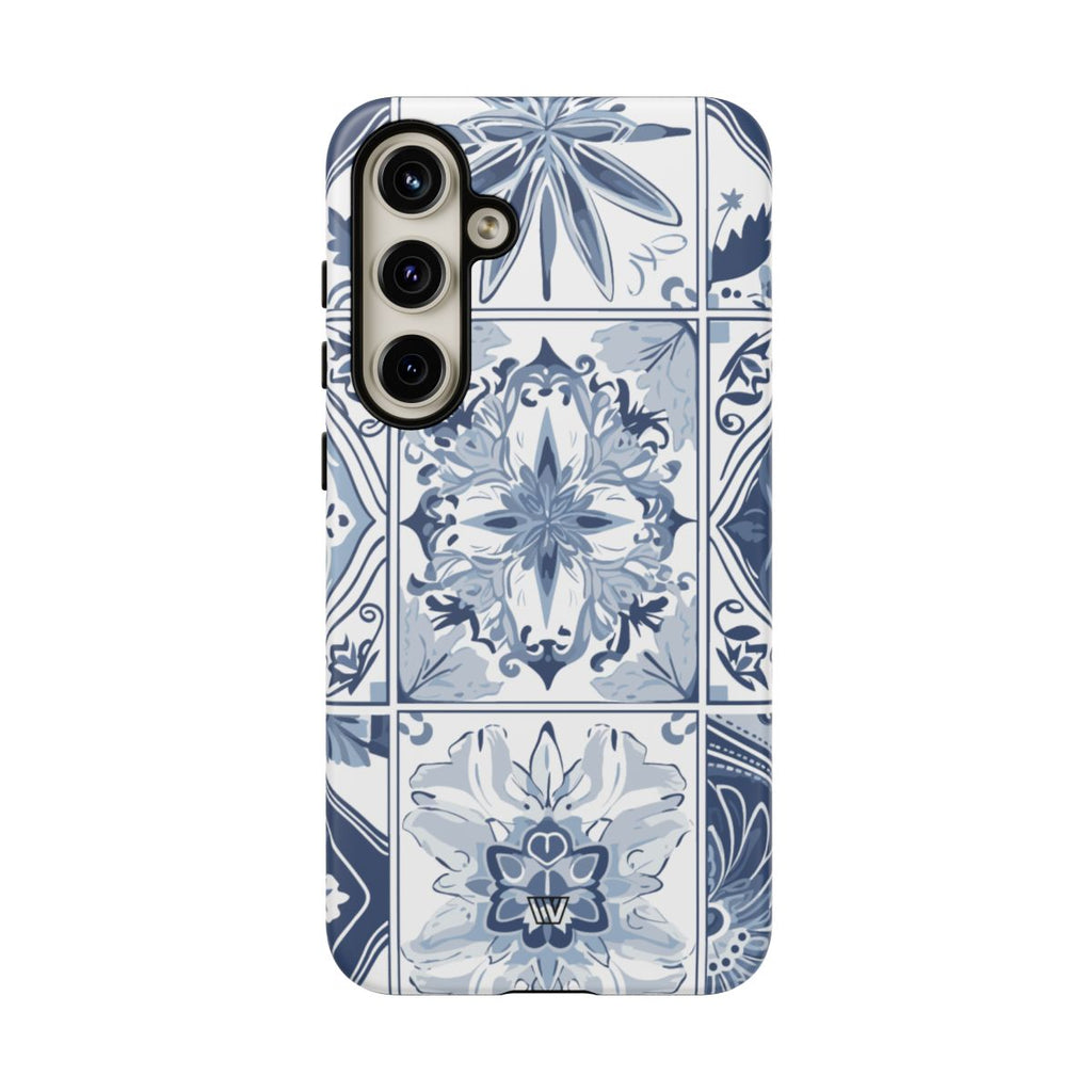 BLUE WHITE TILE | Tough Phone Case