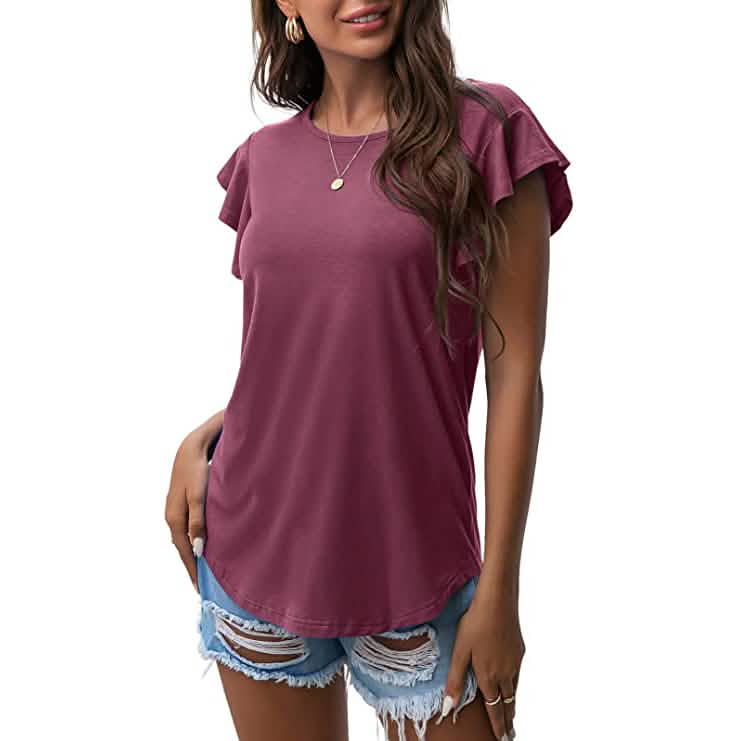 Summer Knit Ruffle Short Sleeve Top