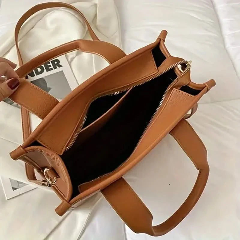 Trendy Leather Tote Bag Small Personalized Top Handle Crossbody Handbags