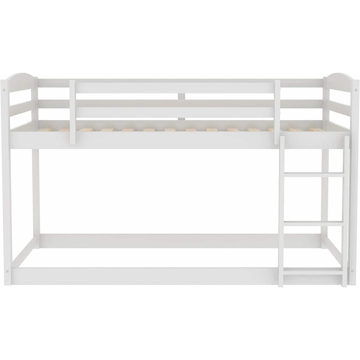 Twin Over Twin Floor Bunk Bed with Ladder
