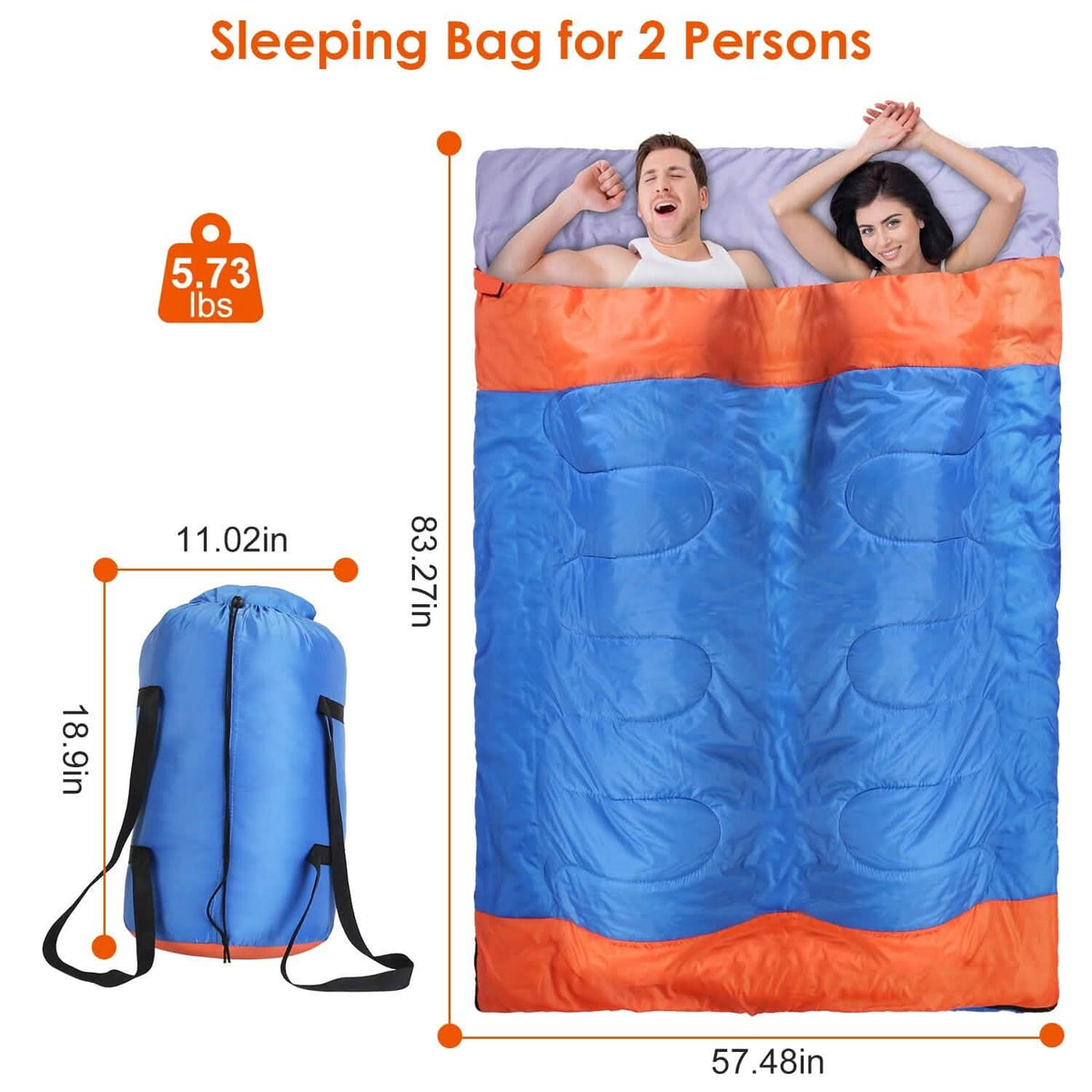 Water Resistant Camping Cotton Liner Sleeping Bag with Sack