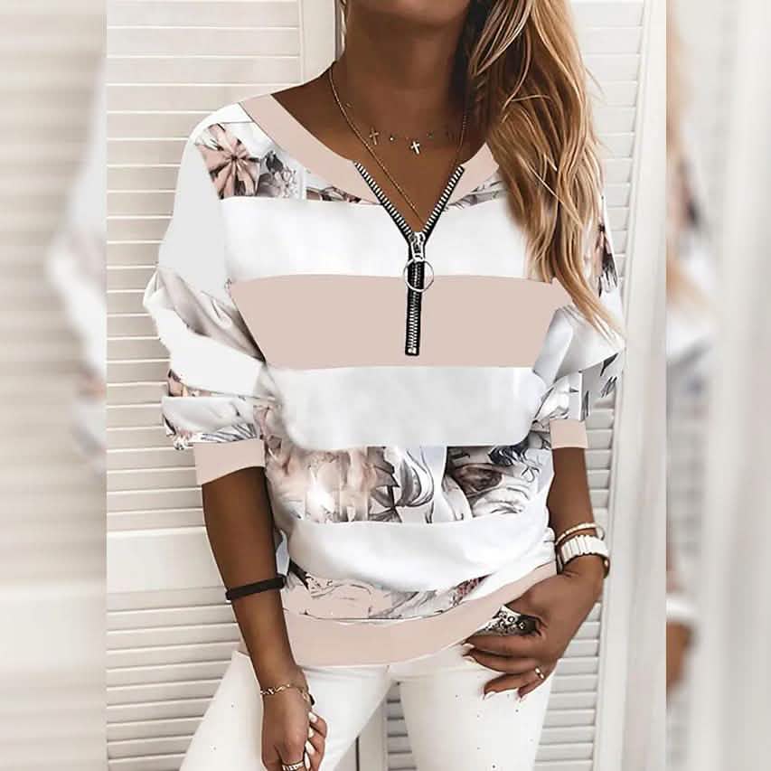 Women's Blouse Shirt Striped Color Block Long Sleeve Print V Neck Tops