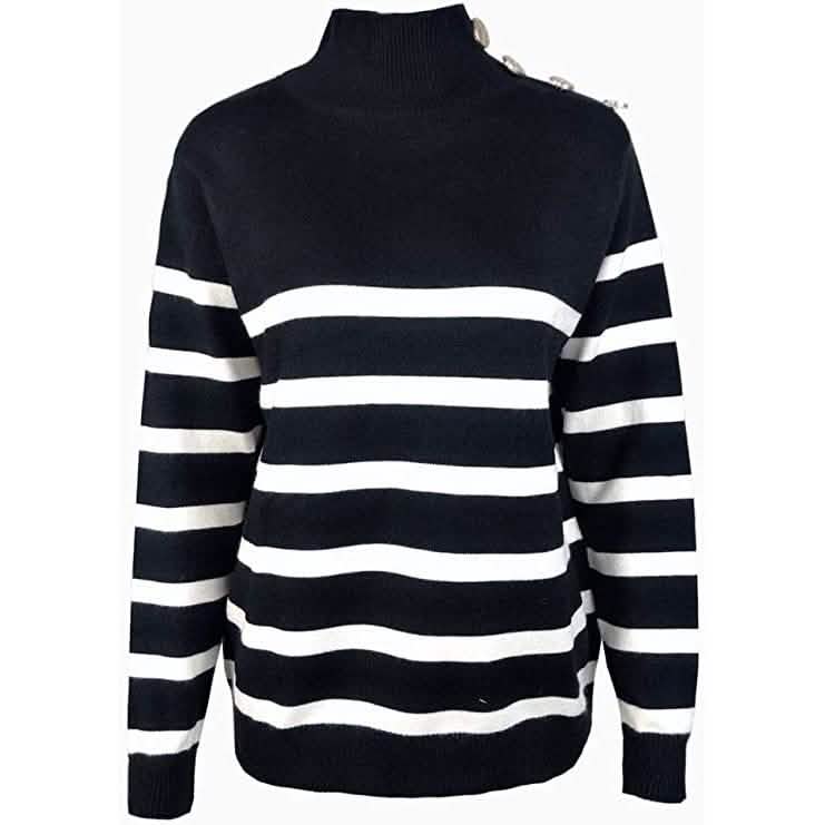 Women's Casual Long Sleeve Crewneck Patchwork Knit Sweater Top