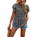 Women's Casual Summer Tops Ruffle Short Sleeve Mock Neck Fashion Floral Chiffon Blouse Shirts