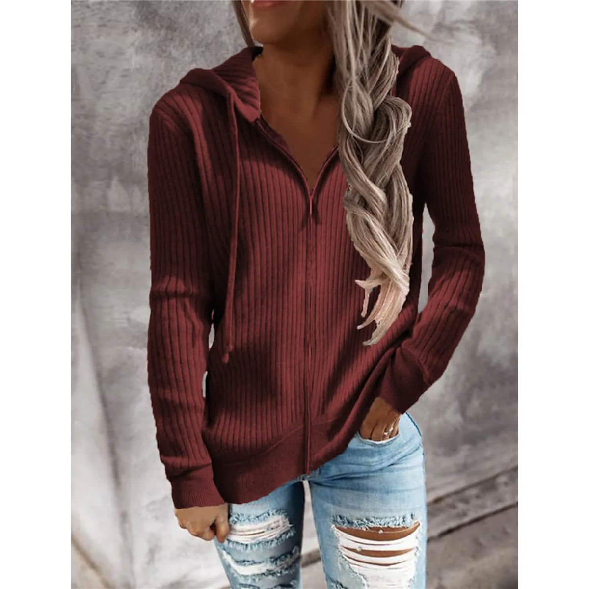 Women's Casual Zip Hoodied Jacket