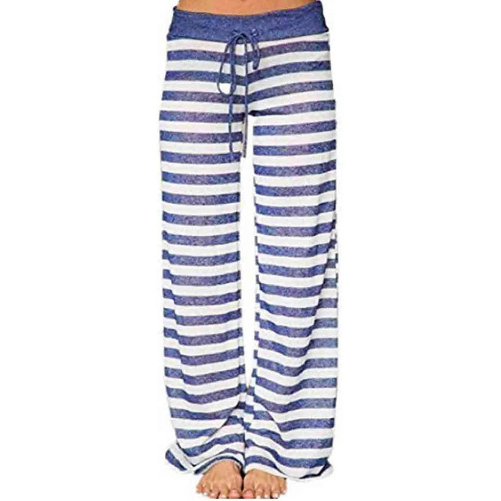 Women's Comfy Stretch Drawstring Palazzo Wide Leg Lounge Pant