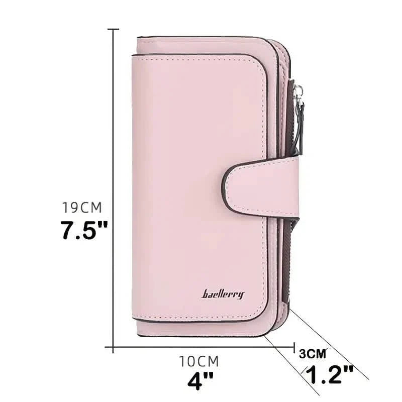 Women's Fashion Faux Leather Wallet with Card Slots & ID Window