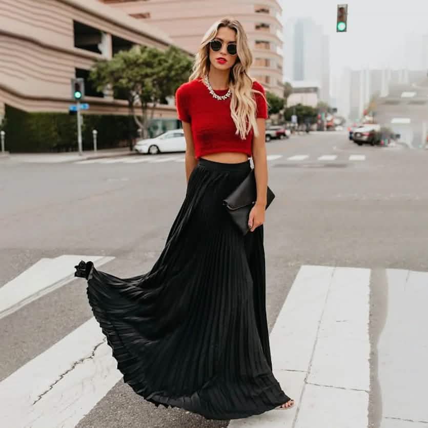 Women's Fashion Long Summer Swing Pleated Skirt