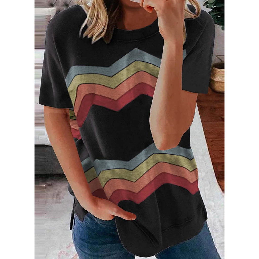 Womens Graphic Crewneck Tee Loose Casual T-Shirt