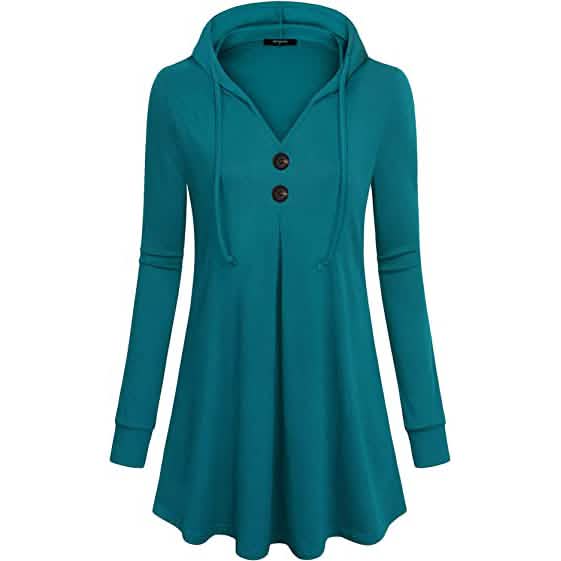 Women's Long Sleeve Hooded Tunic Tops