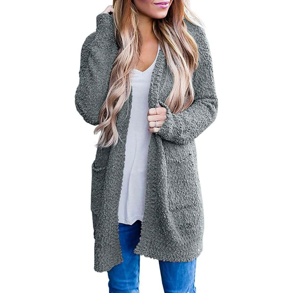 Women's Long Sleeve Soft Chunky Knit Sweater Coat