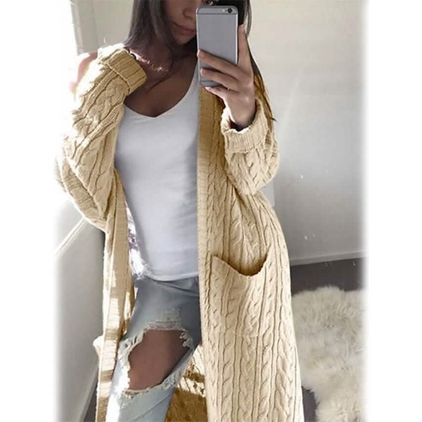 Women's Pocket Knitted Cardigan Sweater