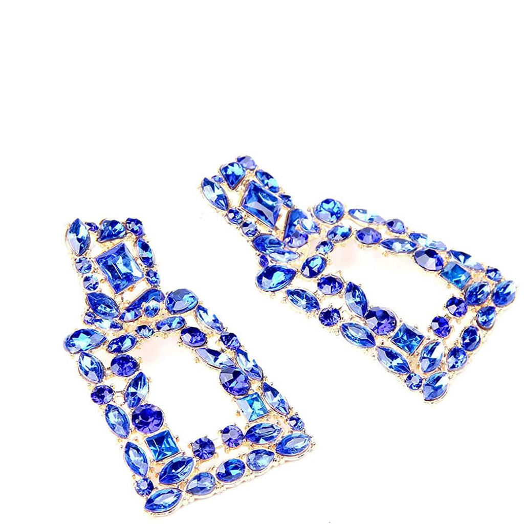 Women's Rhinestone Rectangle Drop Earrings