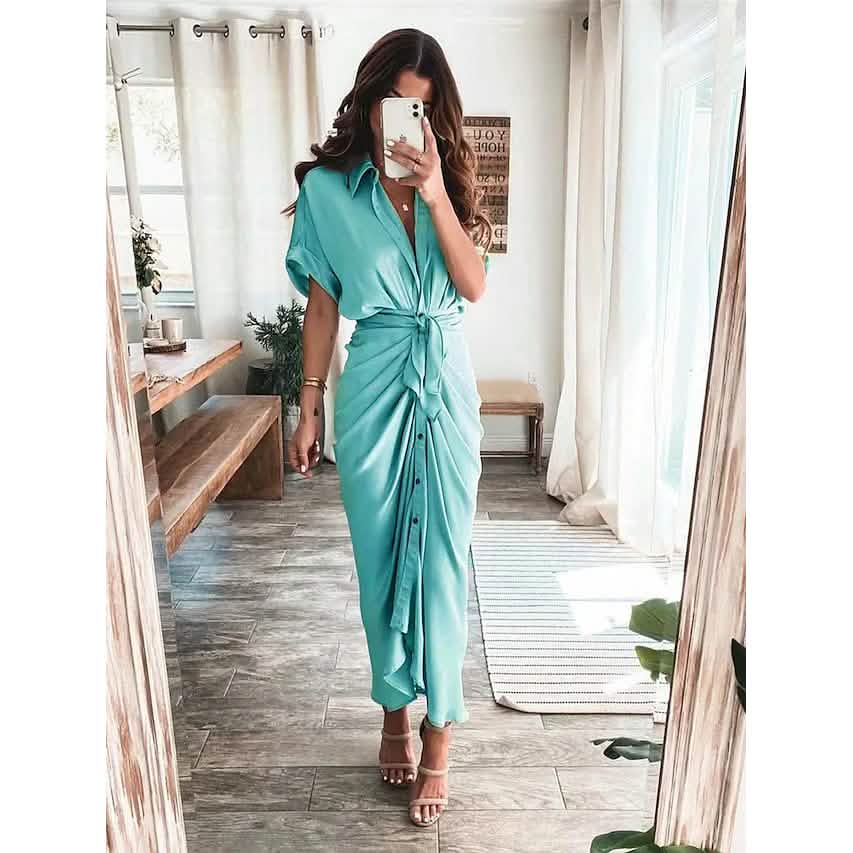Women's Shirt Maxi Long Dress
