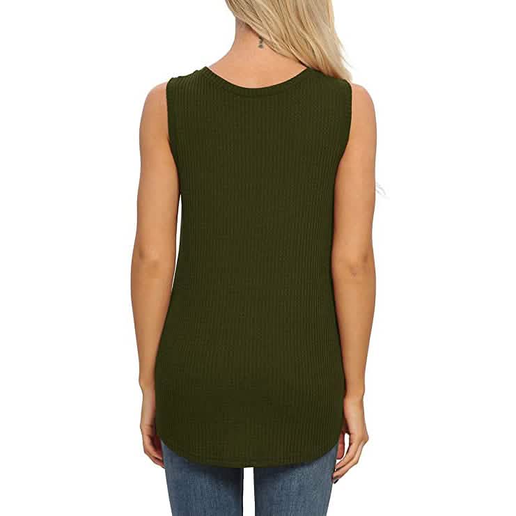 Women's Waffle Knit V Neck Tank Top